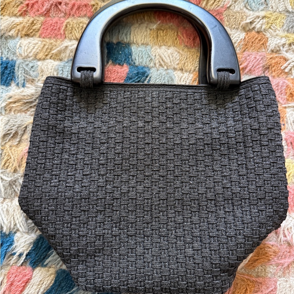 Vintage Talbots  Black Woven Tote Handbag